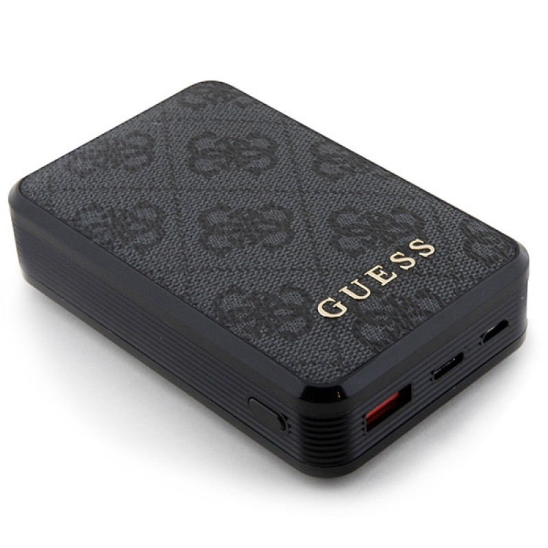 Guess GUPB10DP4GEGK Powerbank 10000 mAh, 18 W, 4G Leather Metal Logo, schwarz