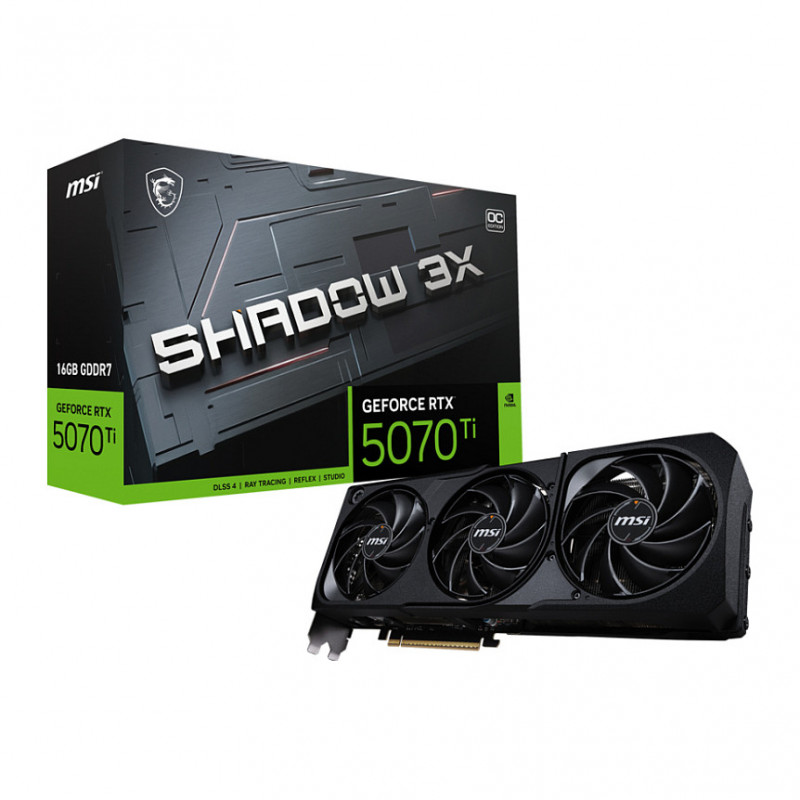 MSI GeForce RTX 5070 Ti 16G Shadow 3X OC Grafikkarte, 16 GB GDDR7, 3 Lüfter