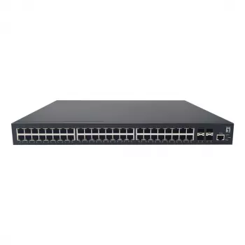 LevelOne GTP-5271DP Managed L3 PoE+ Switch, 48 x Gigabit PoE, 4 x 10G SFP, 400 W, 19"