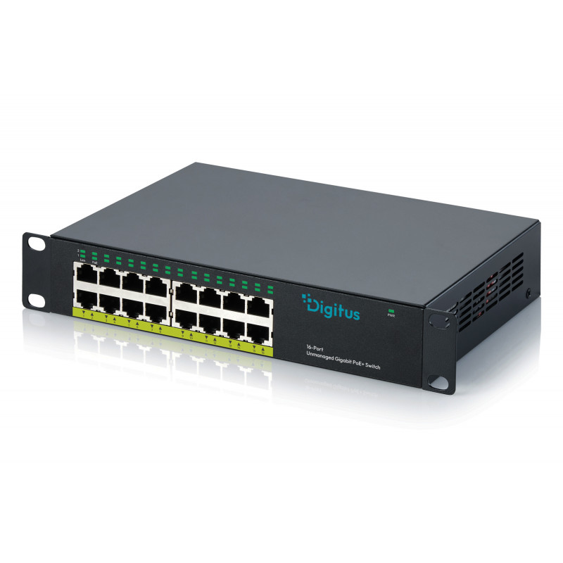 DIGITUS DN-95334 10-Gigabit-16-Port-Unmanaged-PoE+-Switch (120 W)