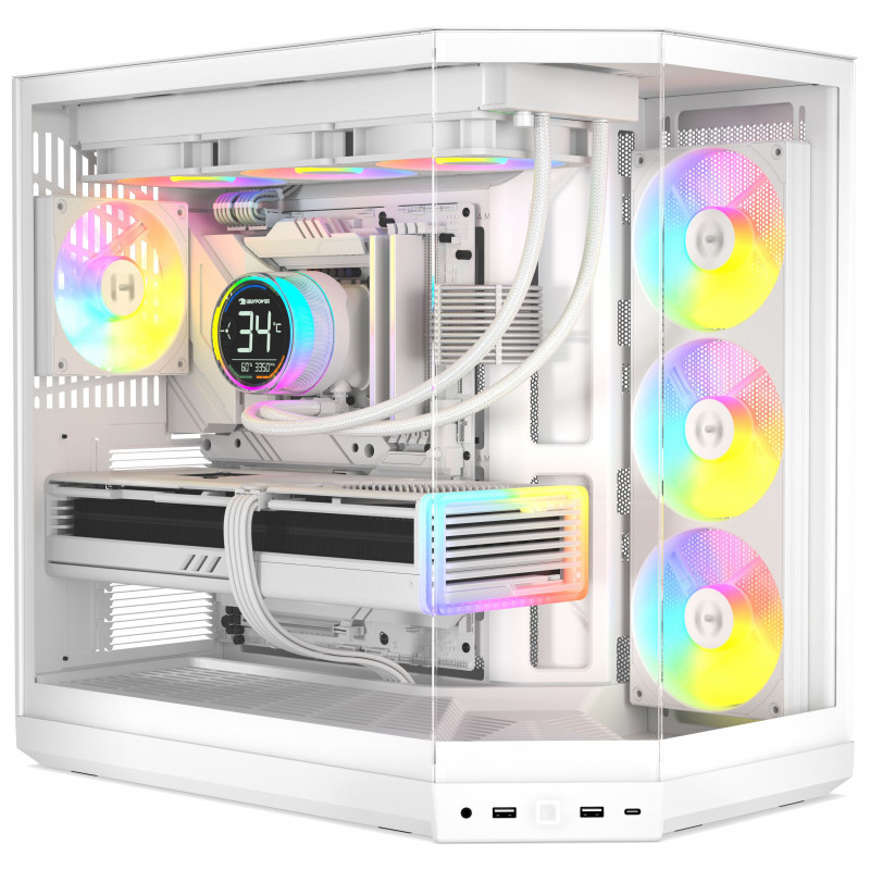 HYTE Y50 Snow White PC-Gehäuse, Weiß, Hartglas x 3
