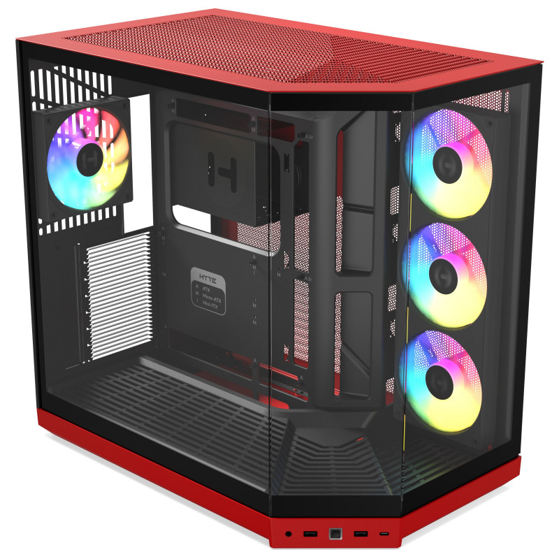 HYTE Y50 Wild Cherry PC-Gehäuse, Rot, Hartglas x 3