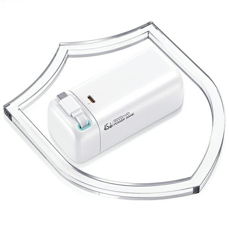 USAMS US-CD216 XMF Series Powerbank 18000 mAh, PD 45W Schnellladung, mit USB-C-Kabel, weiß