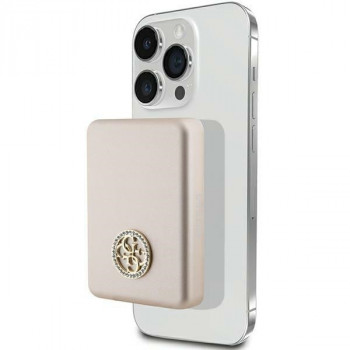 Guess GUPBM5AL4DMD 4G Strassed Metal Logo MagSafe Induktions-Powerbank 5000 mAh, 15W, gold