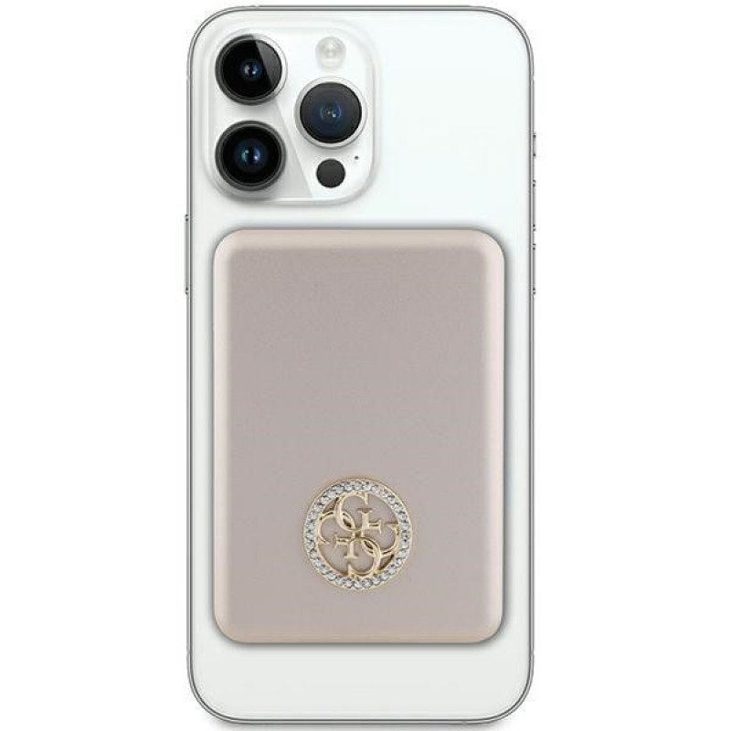 Guess GUPBM5AL4DMD 4G Strassed Metal Logo MagSafe Induktions-Powerbank 5000 mAh, 15W, gold