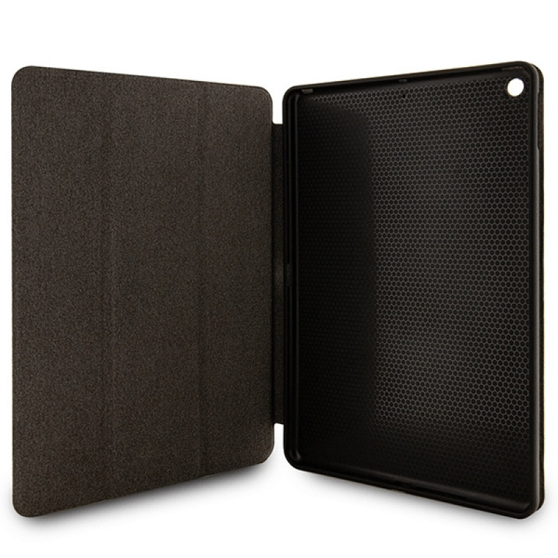 Karl Lagerfeld KLFC10SAKHPKK Saffiano Monogram Ikonik Bookcase für Apple iPad 10.2 (7., 8., 9. Generation), schwarz