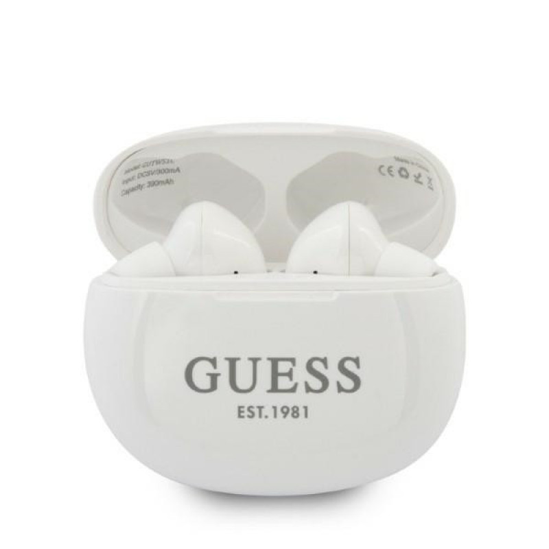 Guess GUTWS1CWHTWS kabellose In-Ear-Kopfhörer mit Dockingstation, Bluetooth 5.0, weiß