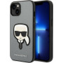 Karl Lagerfeld KLHCP14SSAPKHG Hardcase für Apple iPhone 14, Saffiano Karl's Head Patch, silber