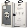 Karl Lagerfeld KLHCP14SSAPKHG Hardcase für Apple iPhone 14, Saffiano Karl's Head Patch, silber