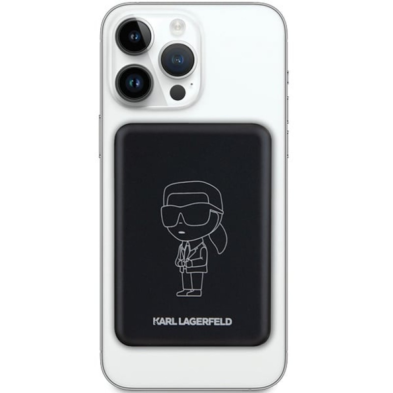 Karl Lagerfeld KLPBM5KIOTTGK Induktions-Powerbank 5000 mAh 15W, Outline Ikonik, MagSafe, schwarz