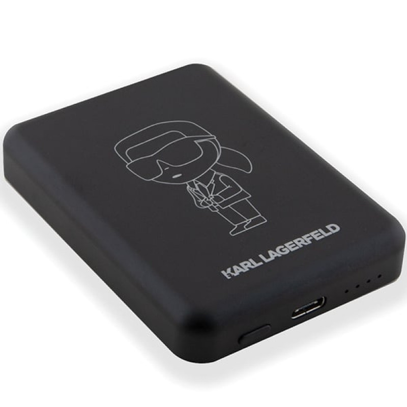Karl Lagerfeld KLPBM5KIOTTGK Induktions-Powerbank 5000 mAh 15W, Outline Ikonik, MagSafe, schwarz