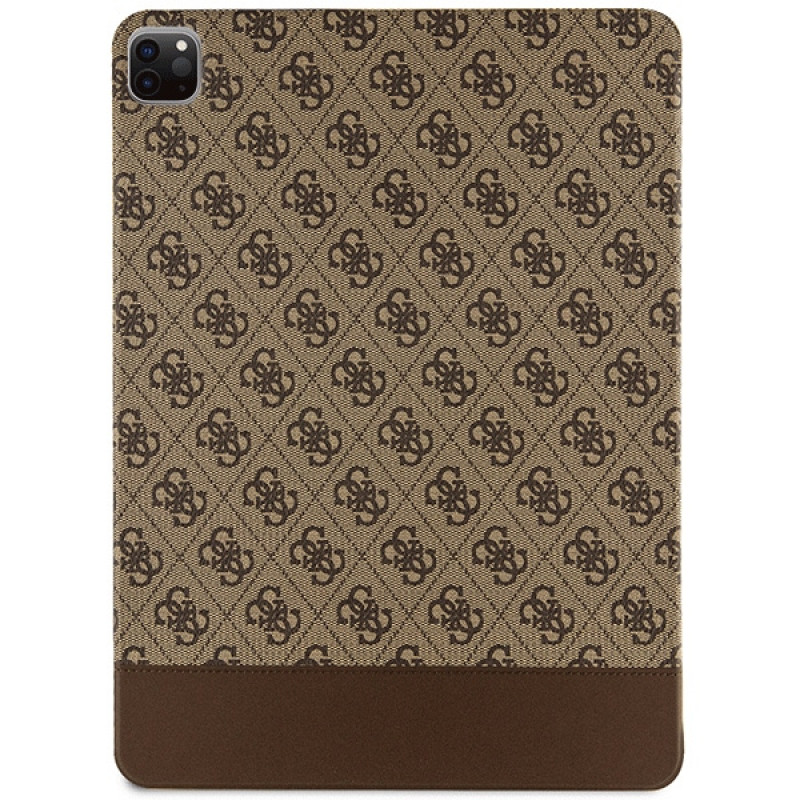 Guess GUFCP12PS4SGW Hülle für Apple iPad Pro 12.9 (2020/2021/2022, 4./5./6. Generation), 4G Stripe Allover, braun