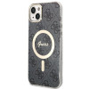 Guess GUBPP14SH4EACSK Hardcase für Apple iPhone 14 + Wireless Charger, 4G Print, MagSafe, schwarz