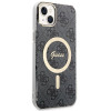 Guess GUBPP14SH4EACSK Hardcase für Apple iPhone 14 + Wireless Charger, 4G Print, MagSafe, schwarz