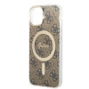 Guess GUBPP14SH4EACSW Hardcase für Apple iPhone 14 + Wireless Charger, 4G Print, MagSafe, braun