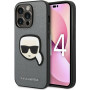 Karl Lagerfeld KLHCP14LSAPKHG Hardcase für Apple iPhone 14 Pro, Saffiano Karl's Head Patch, silber