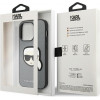Karl Lagerfeld KLHCP14LSAPKHG Hardcase für Apple iPhone 14 Pro, Saffiano Karl's Head Patch, silber