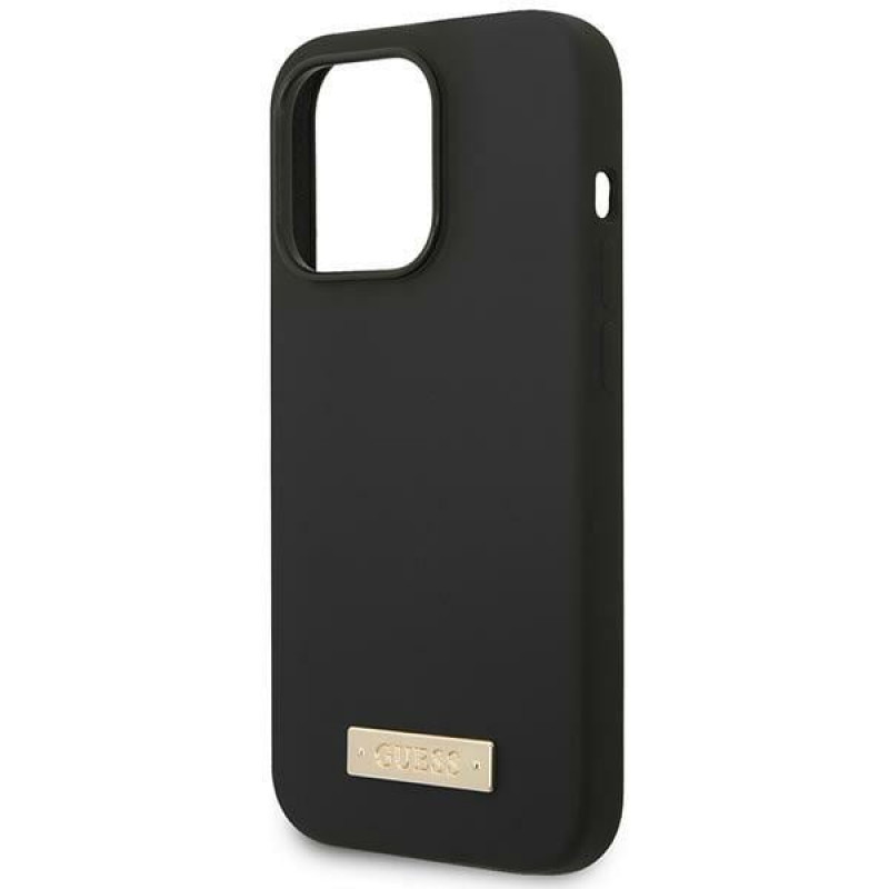Guess GUHMP14XSBPLK Apple iPhone 14 Pro Max Hardcase, Silikon Logo Plate MagSafe, Schwarz