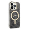 Guess GUBPP14XH4EACSK Hülle + kabelloses Ladegerät Apple iPhone 14 Pro Max schwarz Hardcase, 4G Print, MagSafe