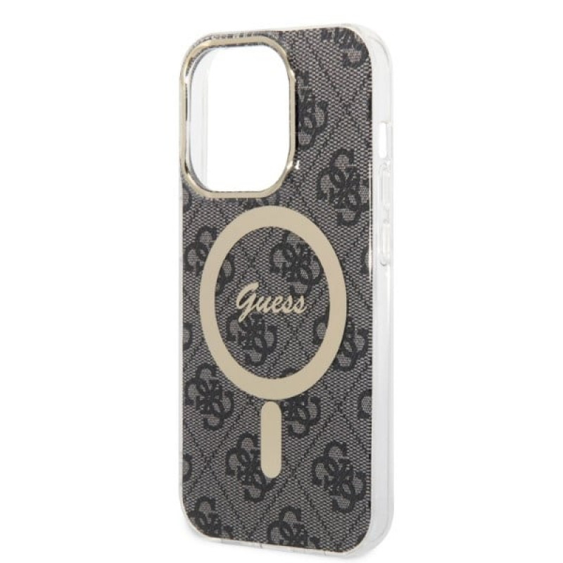 Guess GUBPP14XH4EACSK Hülle + kabelloses Ladegerät Apple iPhone 14 Pro Max schwarz Hardcase, 4G Print, MagSafe