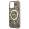Guess GUBPP12MH4EACSW Hülle + kabelloses Ladegerät Apple iPhone 12 / iPhone 12 Pro braunes Hardcase, 4G Print, MagSafe