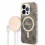 Guess GUBPP14XH4EACSW Hülle + kabelloses Ladegerät Apple iPhone 14 Pro Max braun Hardcase, 4G Print, MagSafe