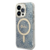 Guess GUBPP14XH4EACSB Hülle + kabelloses Ladegerät Apple iPhone 14 Pro Max Blau Hardcase, 4G Print, MagSafe