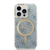 Guess GUBPP14XH4EACSB Hülle + kabelloses Ladegerät Apple iPhone 14 Pro Max Blau Hardcase, 4G Print, MagSafe