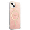 Guess GUBPP14MH4EACSP Hülle + kabelloses Ladegerät Apple iPhone 14 Plus / iPhone 15 Plus Pink Hardcase, 4G Print, MagSafe
