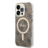 Guess GUBPP14LH4EACSW Hülle + kabelloses Ladegerät Apple iPhone 14 Pro braunes Hardcase, 4G Print, MagSafe