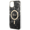 Guess GUBPP14MHMEACSK Hülle + kabelloses Ladegerät Apple iPhone 14 Plus / iPhone 15 Plus Schwarz Hardcase, Marble, MagSafe