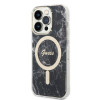 Guess GUBPP14XHMEACSK Hülle + kabelloses Ladegerät Apple iPhone 14 Pro Max schwarzes Hardcase, Marble, MagSafe