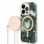 Guess GUBPP14LHJEACSA Hülle + kabelloses Ladegerät Apple iPhone 14 Pro grünes Hardcase, Jungle, MagSafe