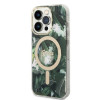 Guess GUBPP14LHJEACSA Hülle + kabelloses Ladegerät Apple iPhone 14 Pro grünes Hardcase, Jungle, MagSafe