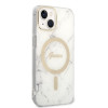 Guess GUBPP14MHMEACSH Hülle + kabelloses Ladegerät Apple iPhone 14 Plus / iPhone 15 Plus Weiß Hardcase, Marble, MagSafe