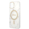 Guess GUBPP14MHMEACSH Hülle + kabelloses Ladegerät Apple iPhone 14 Plus / iPhone 15 Plus Weiß Hardcase, Marble, MagSafe