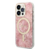 Guess GUBPP14LHJEACSP Hülle + kabelloses Ladegerät für Apple iPhone 14 Pro, Jungle, rosa Hardcase, MagSafe