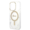 Guess GUBPP14LHMEACSH Hülle + kabelloses Ladegerät Apple iPhone 14 Pro Weiß Hardcase, Marble, MagSafe