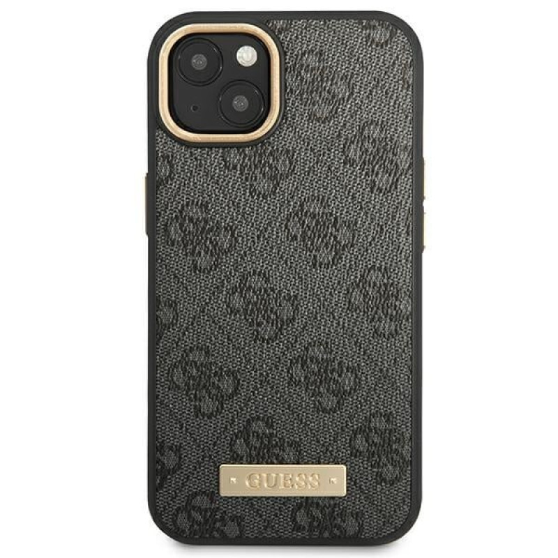 Guess GUHMP14MU4GPRK Apple iPhone 14 Plus / 15 Plus schwarzes Hardcase, 4G Logo Plate, MagSafe
