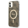 Guess GUBPN61H4EACSW Hülle + kabelloses Ladegerät für Apple iPhone 11, 4G Print, braune Hardcase, MagSafe