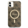 Guess GUBPN61H4EACSW Hülle + kabelloses Ladegerät für Apple iPhone 11, 4G Print, braune Hardcase, MagSafe