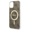Guess GUBPN61H4EACSW Hülle + kabelloses Ladegerät für Apple iPhone 11, 4G Print, braune Hardcase, MagSafe
