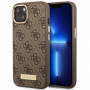 Guess GUHMP14MU4GPRW Apple iPhone 14 Plus / 15 Plus braunes Hardcase, 4G Logo Plate, MagSafe