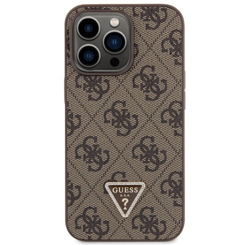 Guess GUHCP13LP4TDSCPW Apple iPhone 13/13 Pro braunes Hardcase, Crossbody 4G Metal Logo