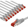 Goobay CAT 6 Patchkabel S/FTP (PiMF), 5 m, grau, 10er-Set, Kupferleiter (CU), halogenfreier Mantel (LSZH)