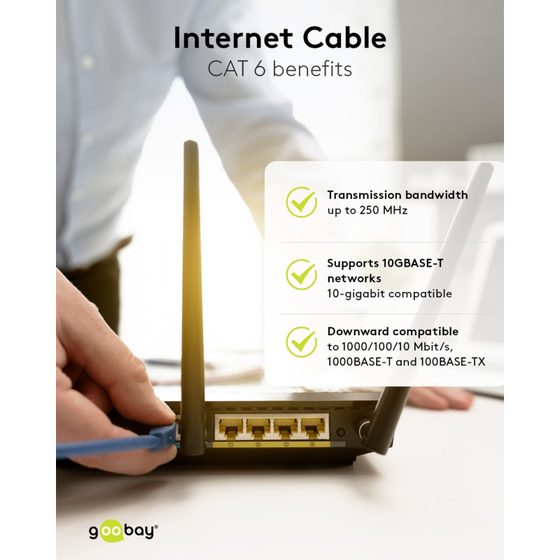 Goobay CAT 6 Patchkabel S/FTP (PiMF), 5 m, grau, 10er-Set, Kupferleiter (CU), halogenfreier Mantel (LSZH)