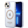 Guess GUHMP14SHTCMU Apple iPhone 14 Hardcase in Lila, Gold Outline Translucent, MagSafe