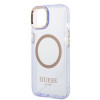 Guess GUHMP14SHTCMU Apple iPhone 14 Hardcase in Lila, Gold Outline Translucent, MagSafe