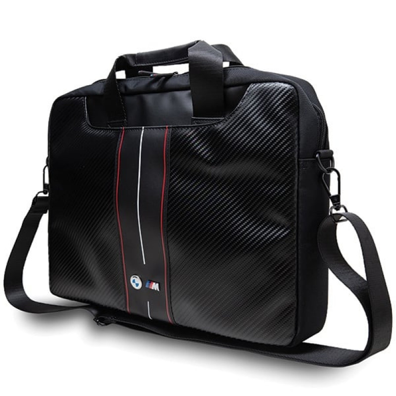 BMW BMCB15COMSCAKR Laptoptasche 15 Zoll, Carbon Red Stripes, schwarz