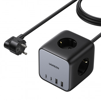 Ugreen CD268 Steckdosenwürfel 65W USB-A/USB-C + 3x AC, schwarz